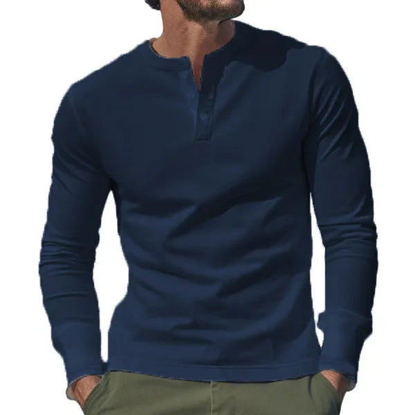 Cross-border Spring and Autumn Clothing European and American Men's T-Shirt Long-sleeved Men's Base Henry Shirt