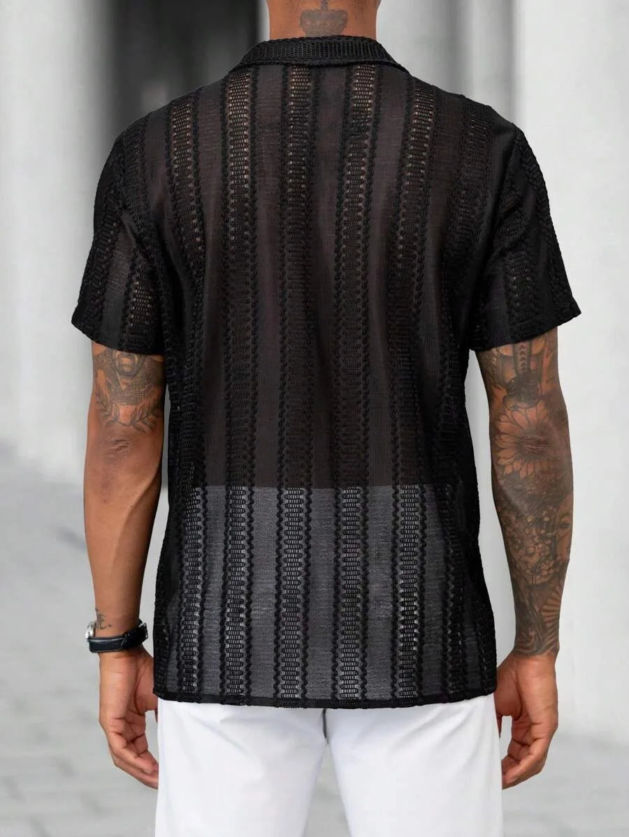 Spring and Summer Men's Sexy Short-sleeved Shirt, Outdoor Leisure Beach Men's Top Shirt, Comfortable Breathable Shirt for Men