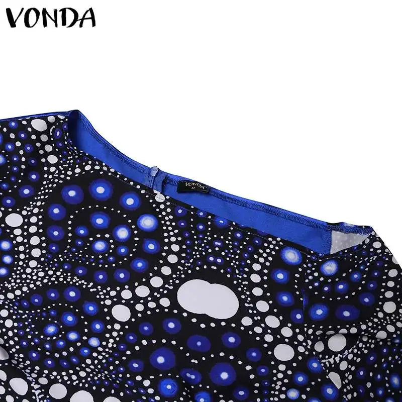 Plus Size 5XL VONDA Women One Off Sholuder Maxi Dress Bohemian Ruffled Printed Vestidos 2024 Fashion Casual Floor-Length Robe
