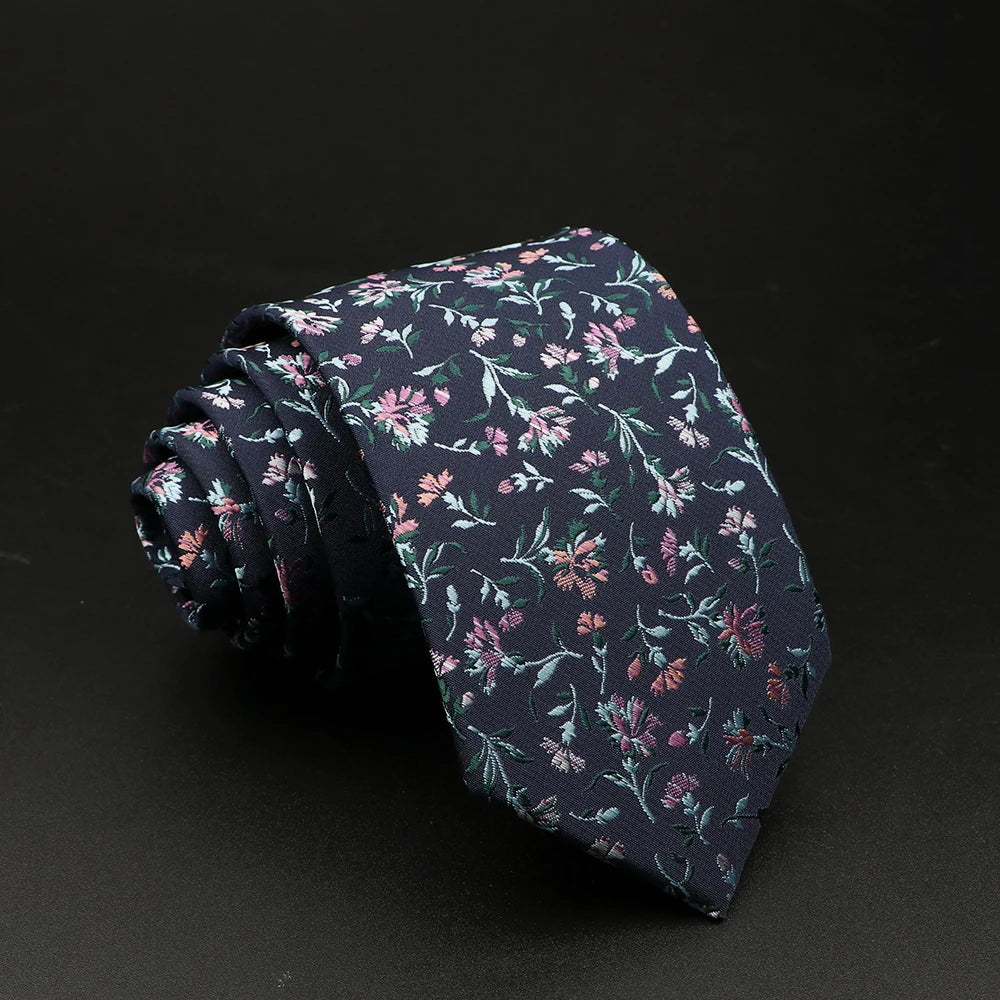 New Style Fashion Jacquard Floral Paisley Necktie Polyester Male Narrow Red Blue Tie Suit Shirt Gift For Men Accessory Gravatas