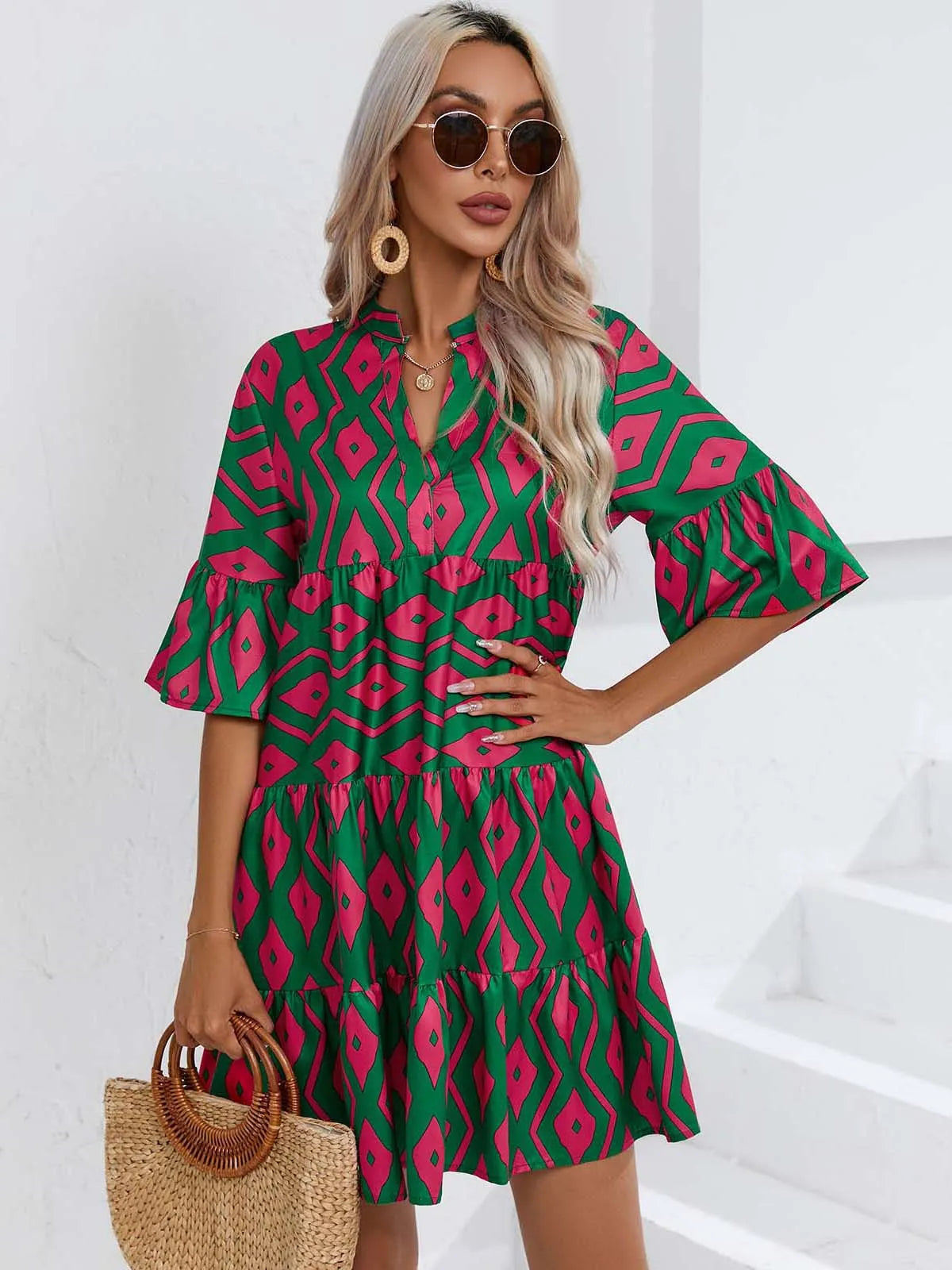 Women's Spring Summer Printed Dress Long Sleeve Flared Mid-Length Official Store Exclusive New Arrivals