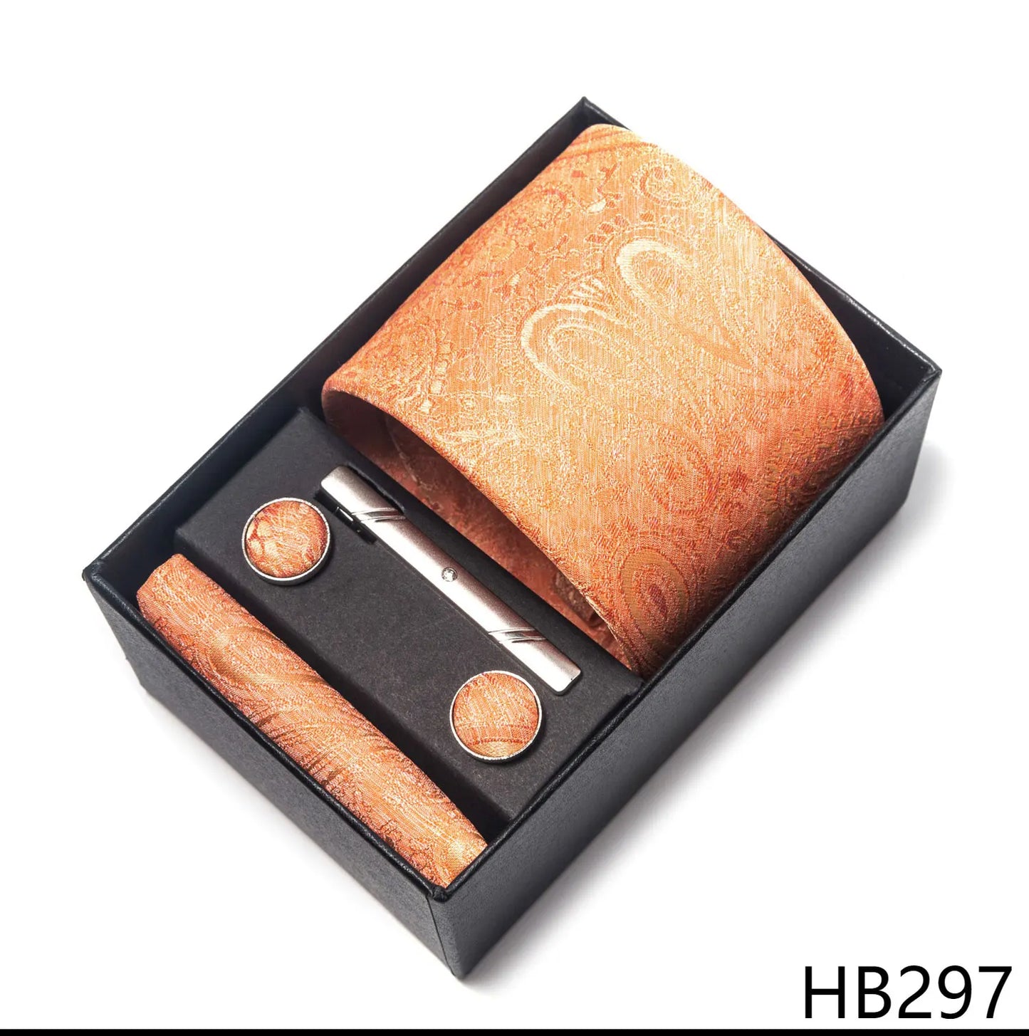 Luxury Brand 8 cm Tie Handkerchief Cufflink Clip Set For Men Wedding Gravata Suit Accessories Holiday Gift Box