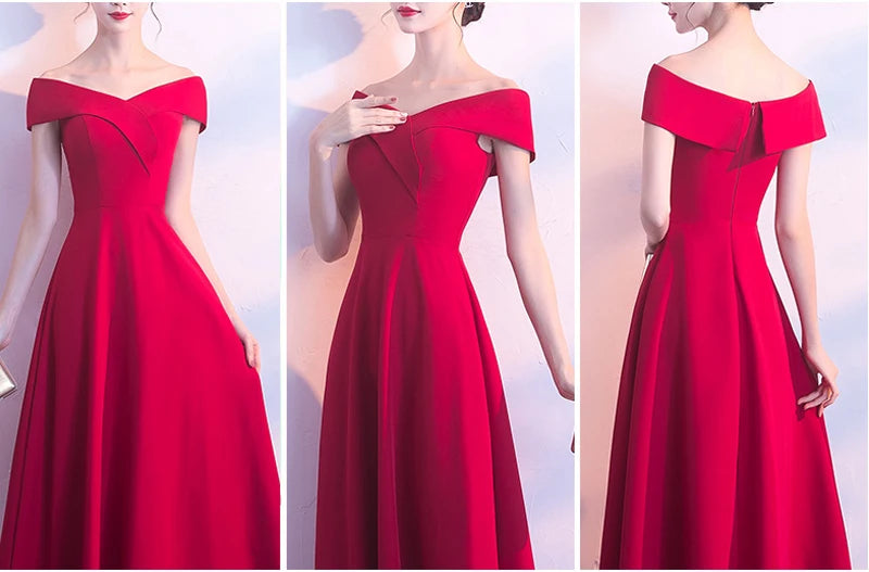 Spring Women Red Evening Party Dresses Short Sleeve V Neck Fit And Flare Long Maxi Summer Dress Lady Prom Gown Robe Longue Femme