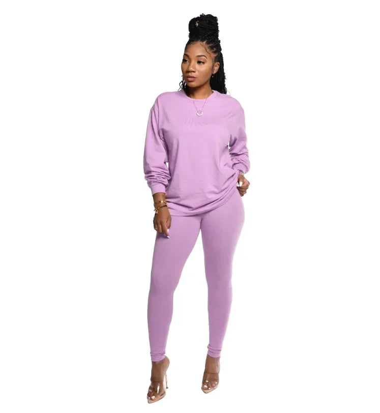 two piece set women 2 piece set stacked leggings clothes for women outfits stacked pants tracksuit female fall clothes 2024