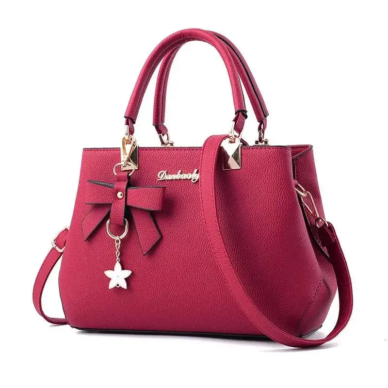 Elegant Women Messenger Bags With Flower Pendant Office Ladies Totes Pure Handbag For Female Crossbody Shoulder Bags