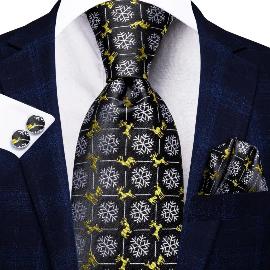 Hi-Tie Psialey Black Gold Silk Elegant Tie For Men Groom Wedding Men Necktie Pocket Square Cufflink Accessory Wholesale Designer