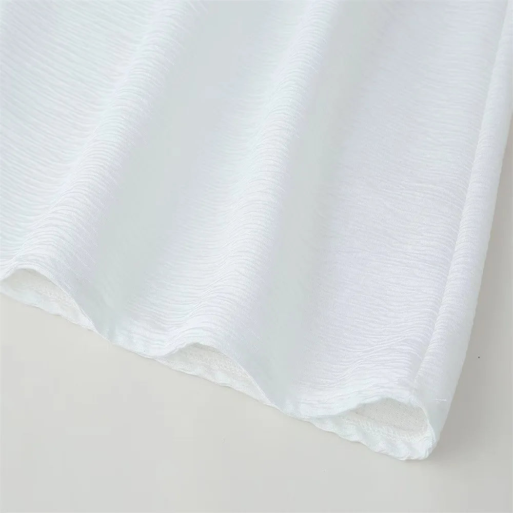 2025 Spring Women's High Street Sexy White Off-the-shoulder Halter Pleated Floor-length Dress Fashion Sleeveless Loose Dress