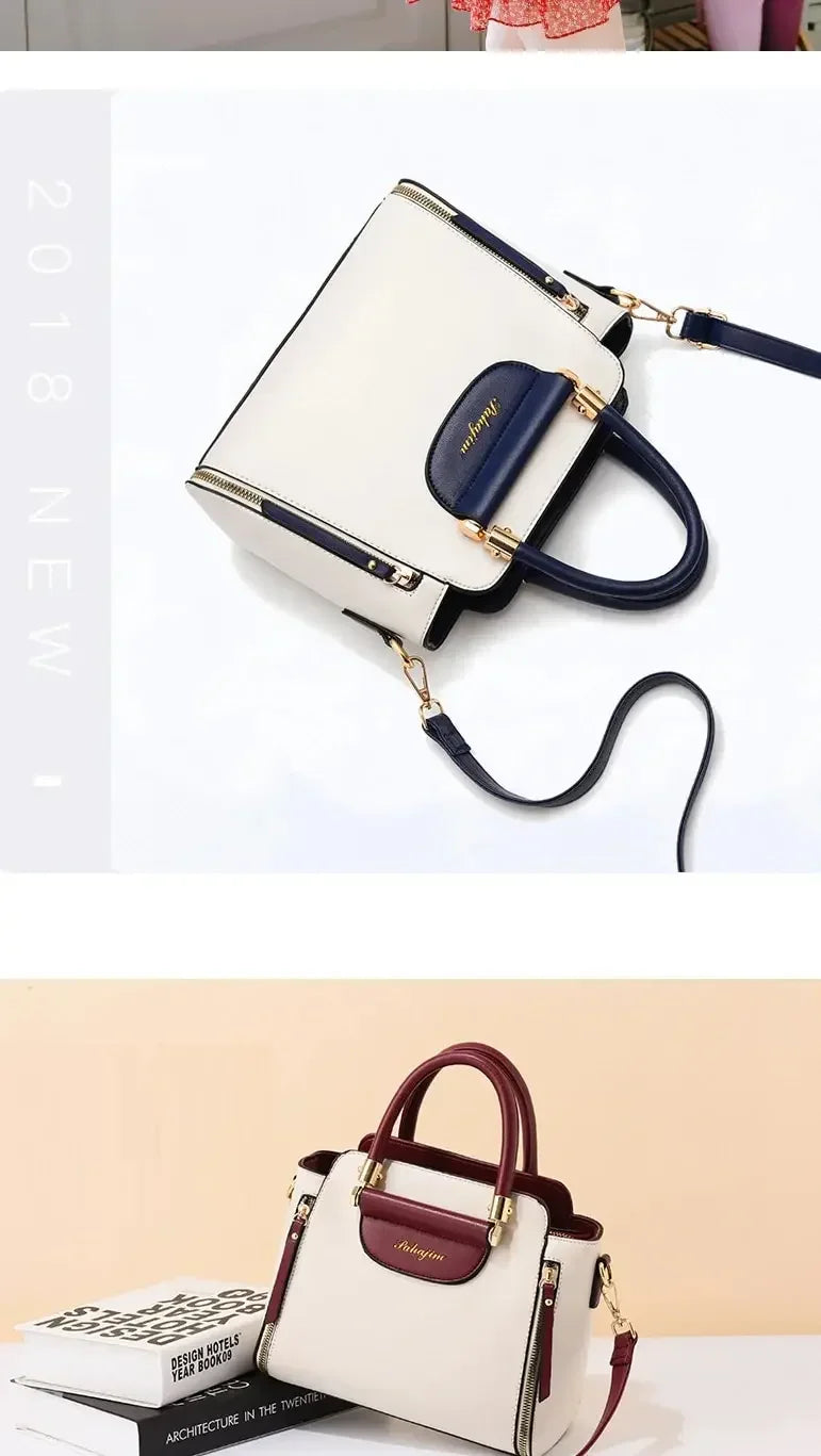 Fashion Color Contrast Handbag, Stitching Striped Crossbody Bag Women's Elegant Office & Work Purse