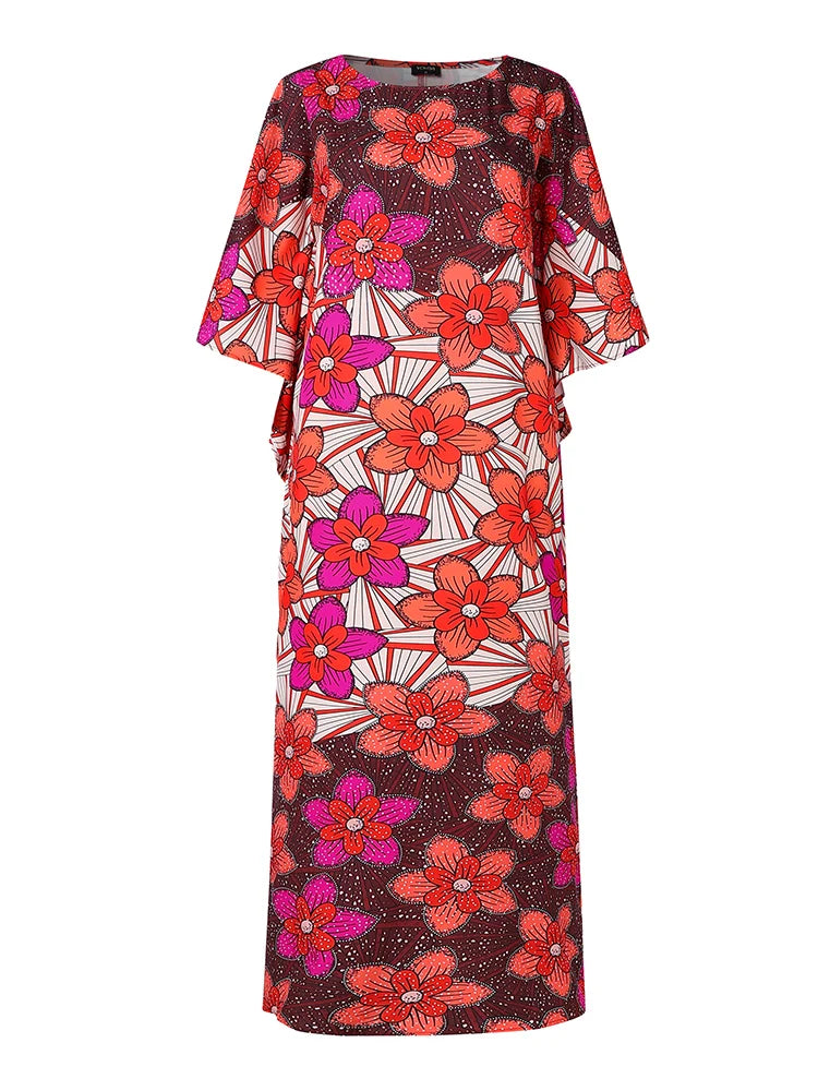 VONDA Women Summer Party Maxi Dress Bohemian Long Vestidos 2025 Vintage Printed Sundress Loose Casual O-Neck Robe Oversized