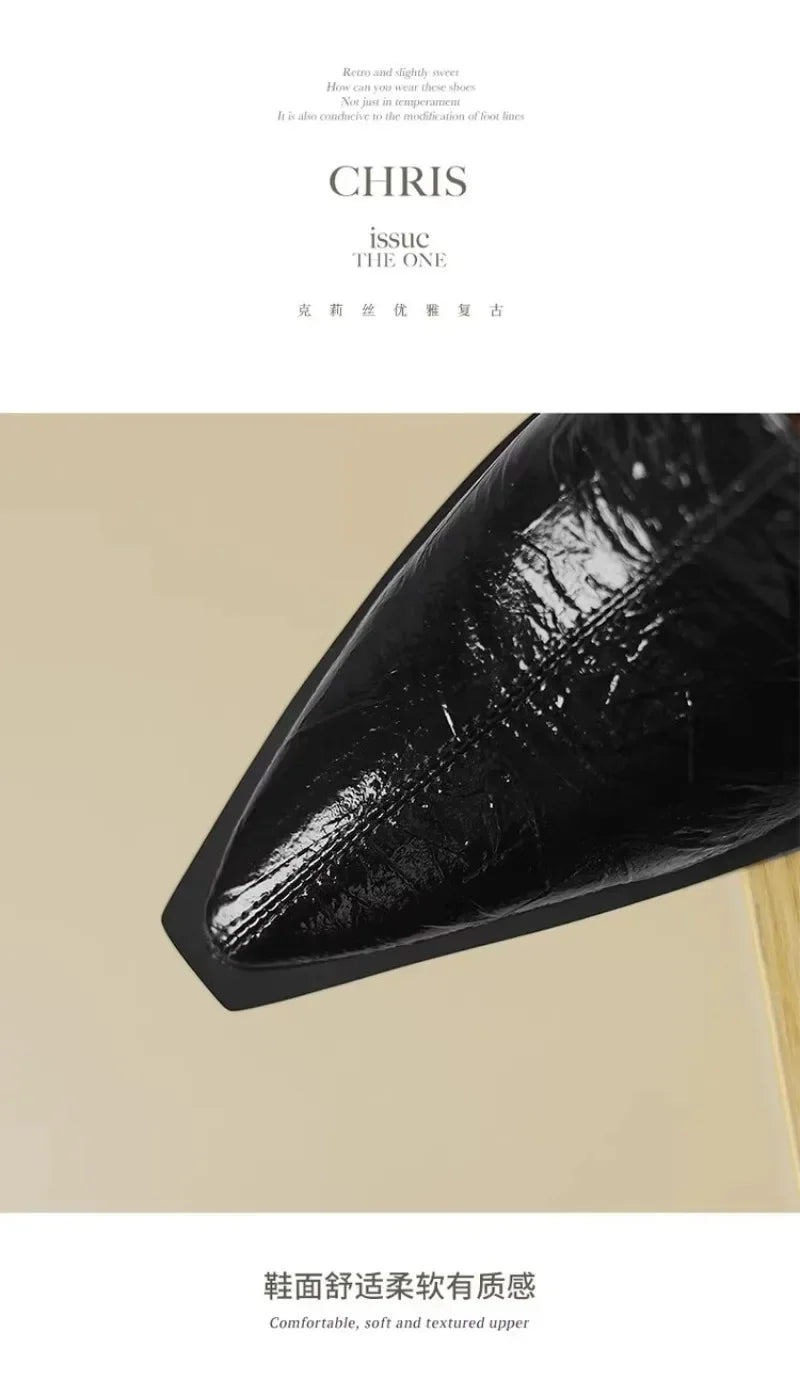 2025 Sapatos Femininas Women Light Weight European Stylish Elegant Black Square Heel Shoes Lady Casual Office Party Shoes