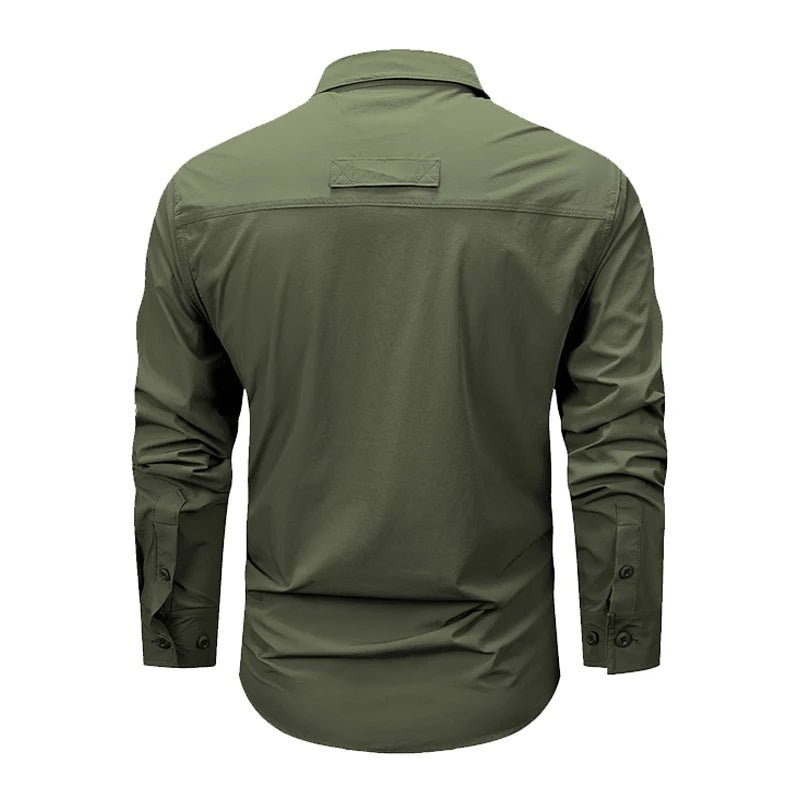 Spring Men Tactical Work Long Sleeve Shirt Man Outdoor Casual Multi Pocket Shirts Male Autumn Breathable Cargo Oversized Blouses