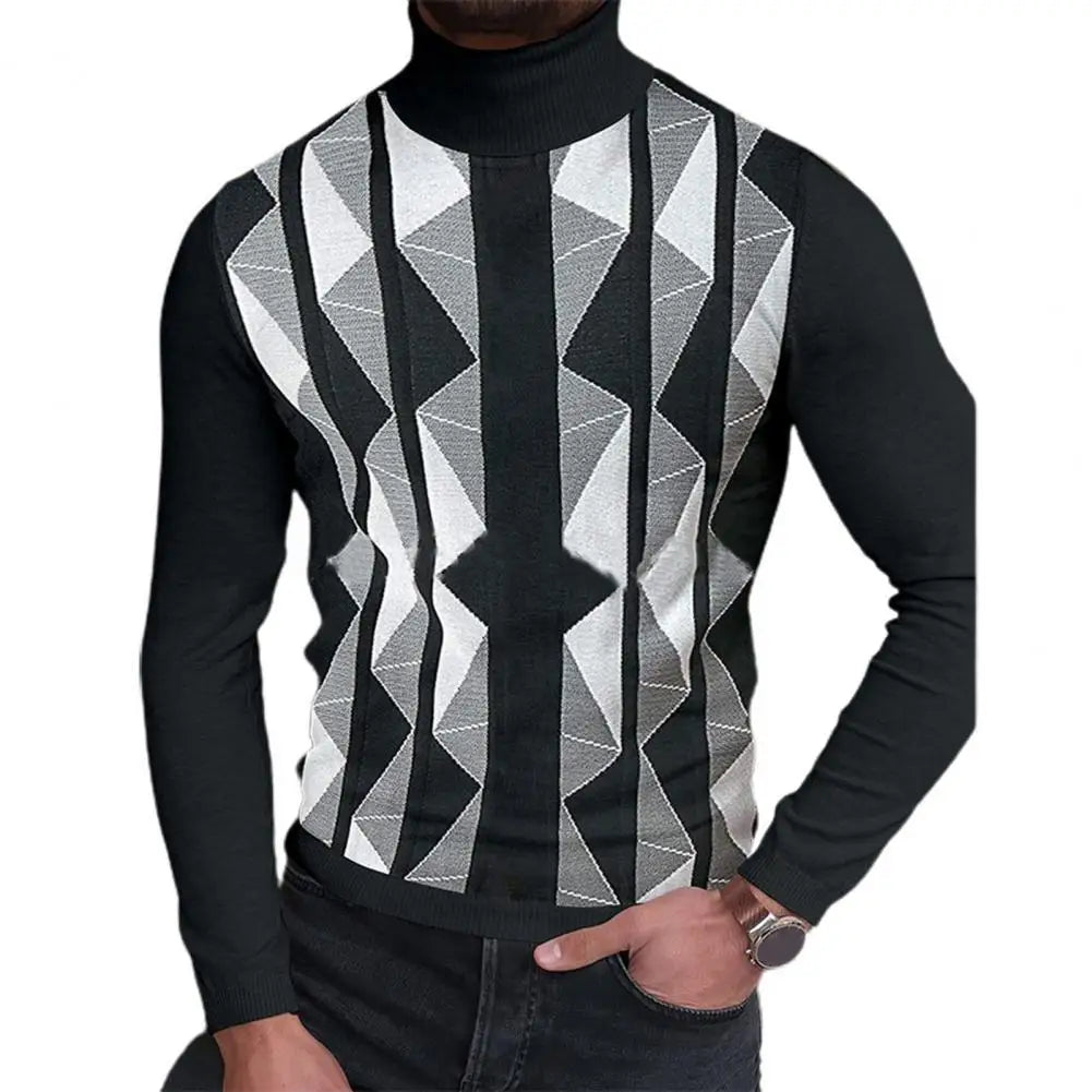 Practical Men Sport Shirts Stylish Anti-deform Men Sweater Patchwork Long Sleeve Pullover Sweater