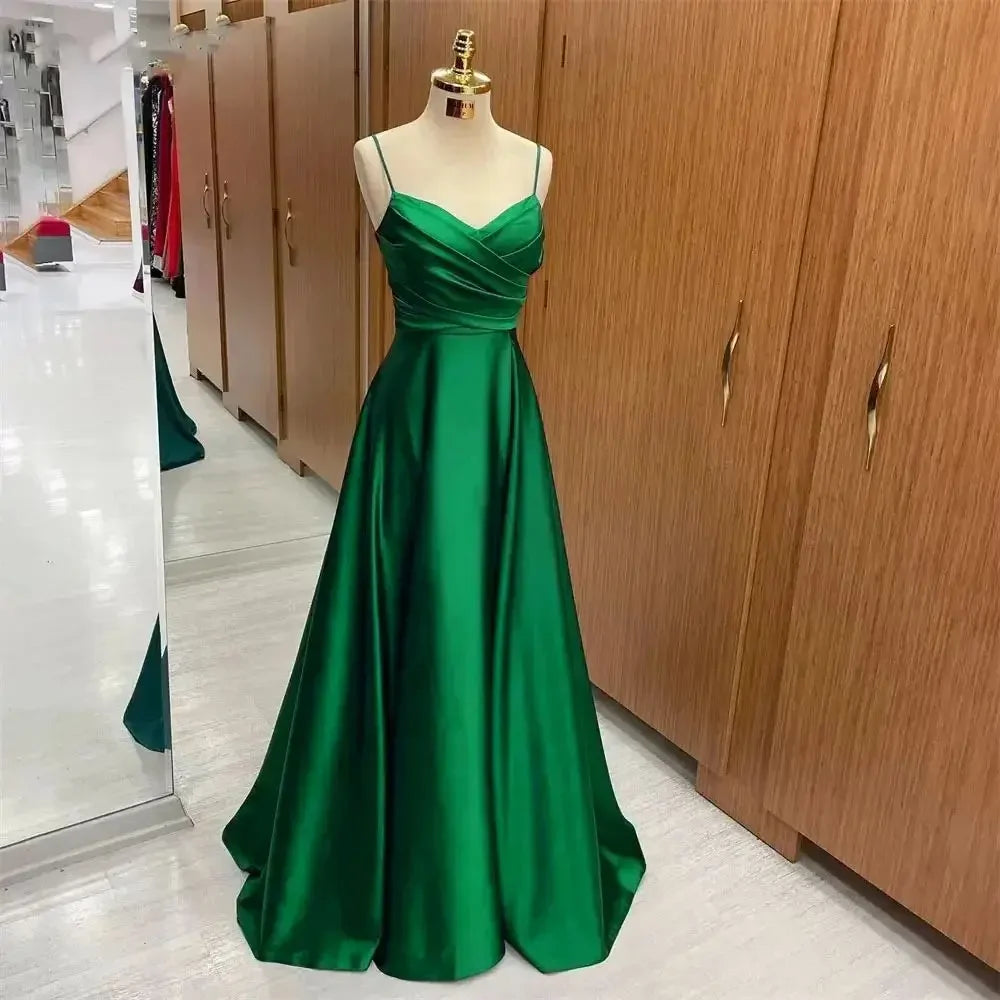Spring and Summer New Evening Dress Women's Strap Sexy Party Birthday Banquet Evening Dress Temperament Long Satin Dress 2025