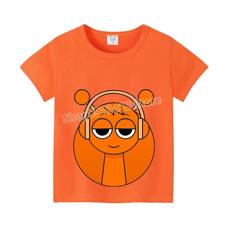 Sprunki Kids T-shirt Summer Children Incredibox Game Cotton Short Sleeve Top Boy Anime Fashion Cute Tee Girl Casual Clothes Gift