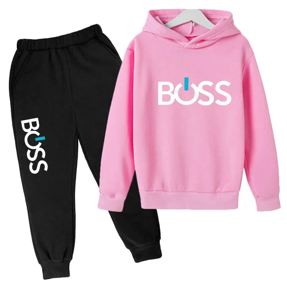 Streetwear New Spring And Autumn Children Hoodie Set Boys Girls Casual Long Sleeve Hoodie Tops+Pants Sportswear 2-14 Years Old