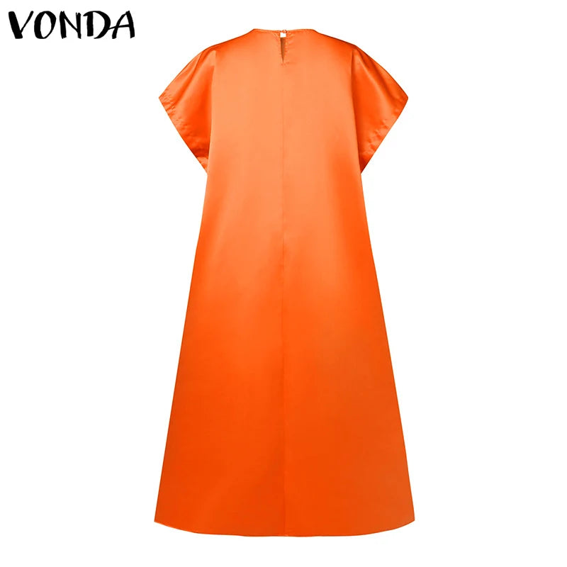 Plus Size 5XL VONDA Printed Women Maxi Long Dress 2025 Summer Sundress Bohemian Party Vestidos Casual Loose Robe Femme