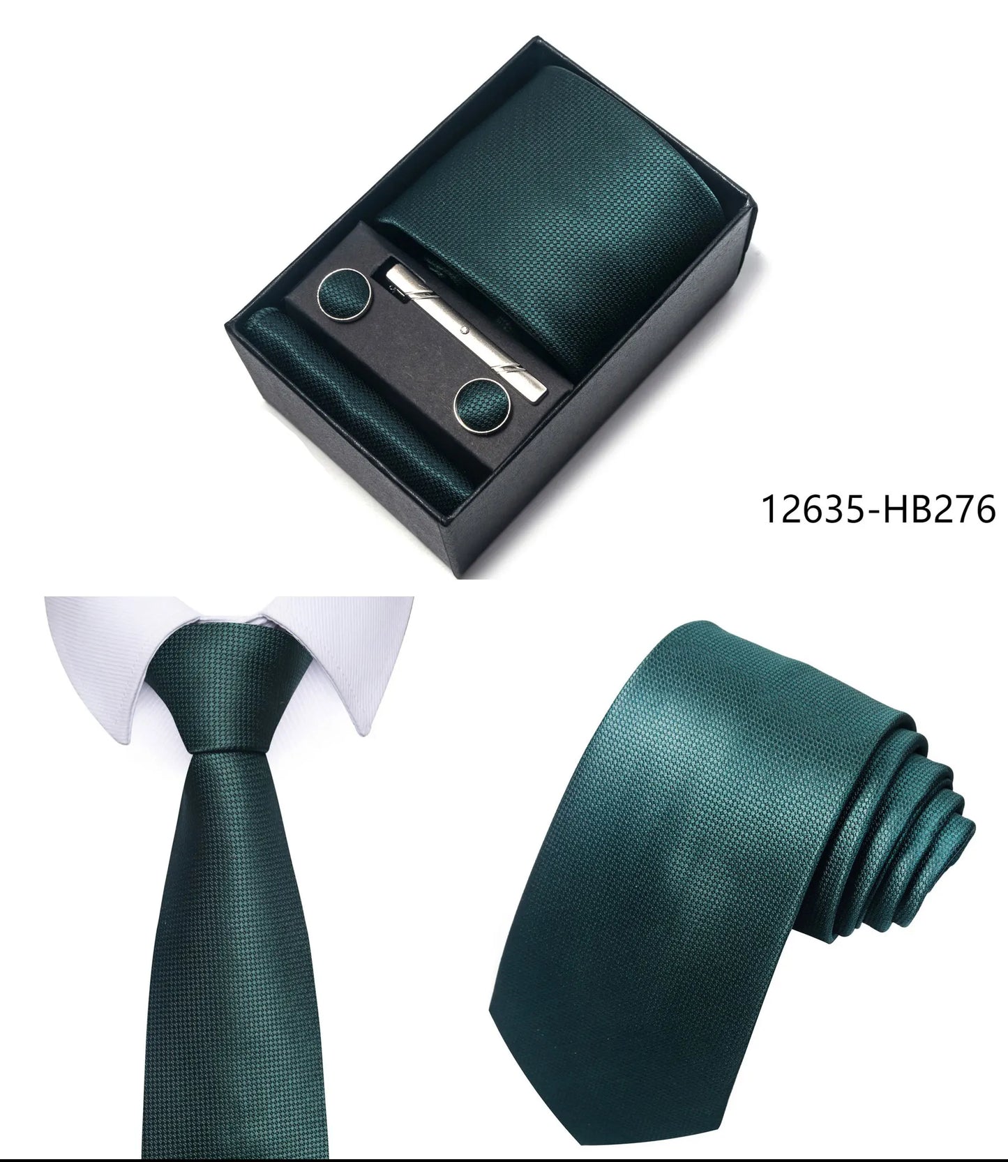 Luxury Brand 8 cm Tie Handkerchief Cufflink Clip Set For Men Wedding Gravata Suit Accessories Holiday Gift Box