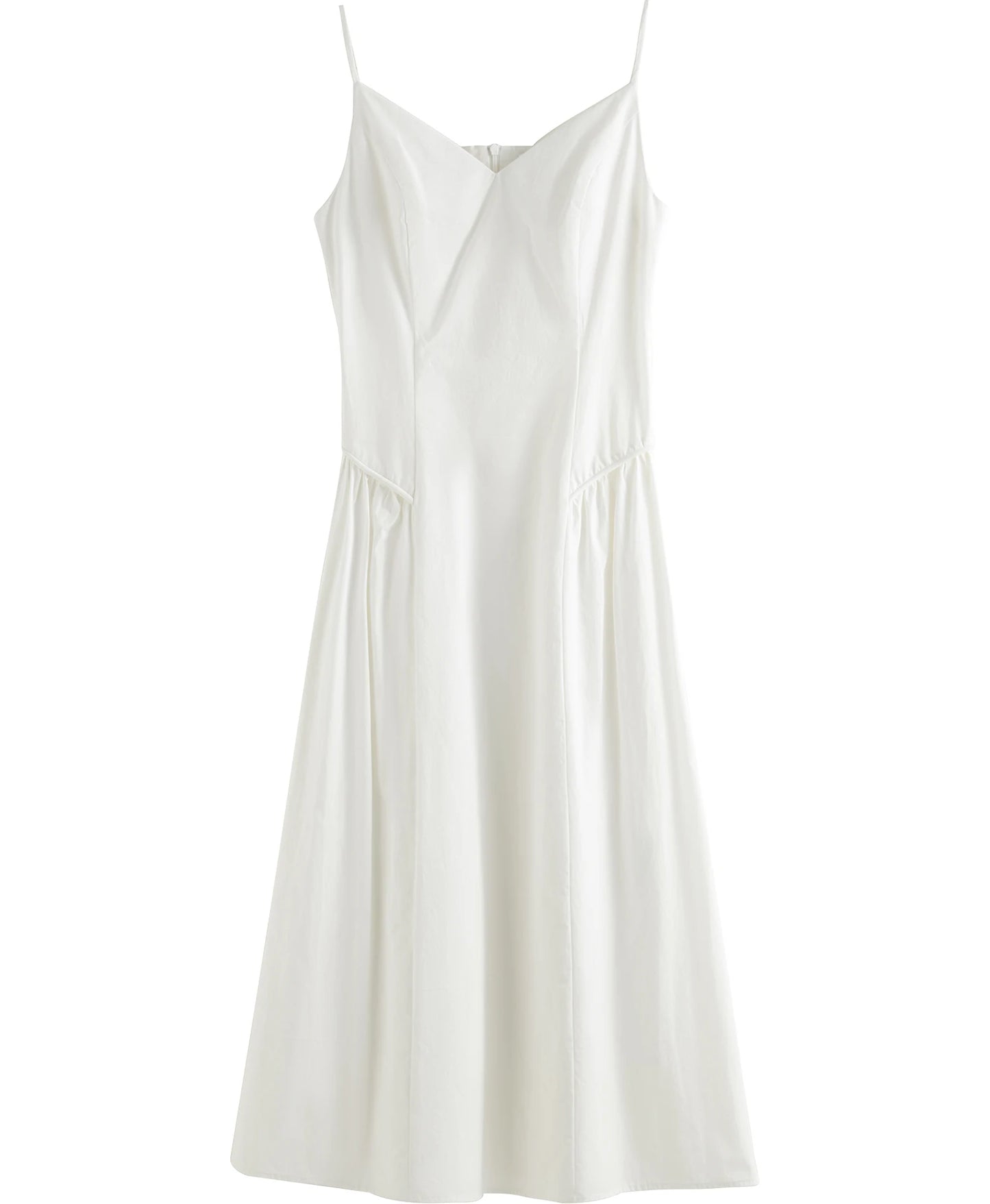 FSLE【4 Colors】Women Spring Strappy Dress 100% Cotton Temperament Simple A-LINE Dresses 2025 Spring White Dress 25FS11073