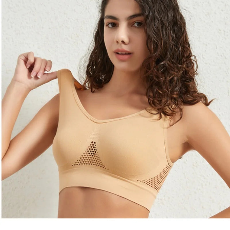 Seamless Bras For Women Push Up Sports Bralette Female Non-wire No Pad Crop Top Hollow Breathable Sexy Lingerie S-5XL Brassiere
