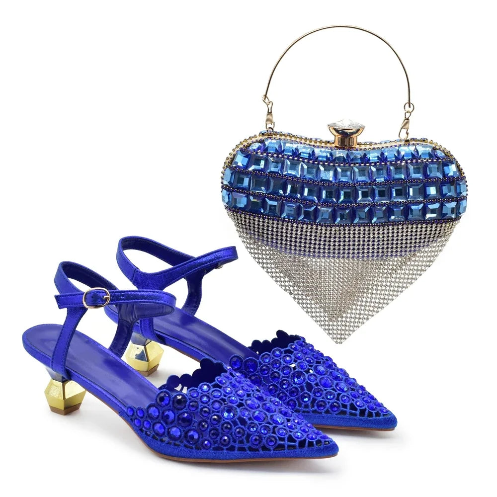 Hot Selling Pointed Toe Ladies Shoes Matching Bag Set for Nigeran Wedding Party Pumps Shoes for Women 2025 Designer Luxury