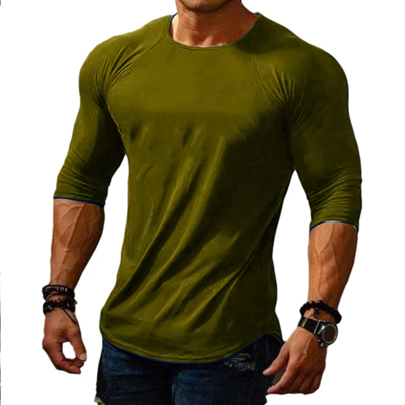 Spring Men Long Sleeve t-Shirt Top Casual White t Shirt For Men Quick Drying Gym Football Tshirt Soild Blouses Tees Male Clothes