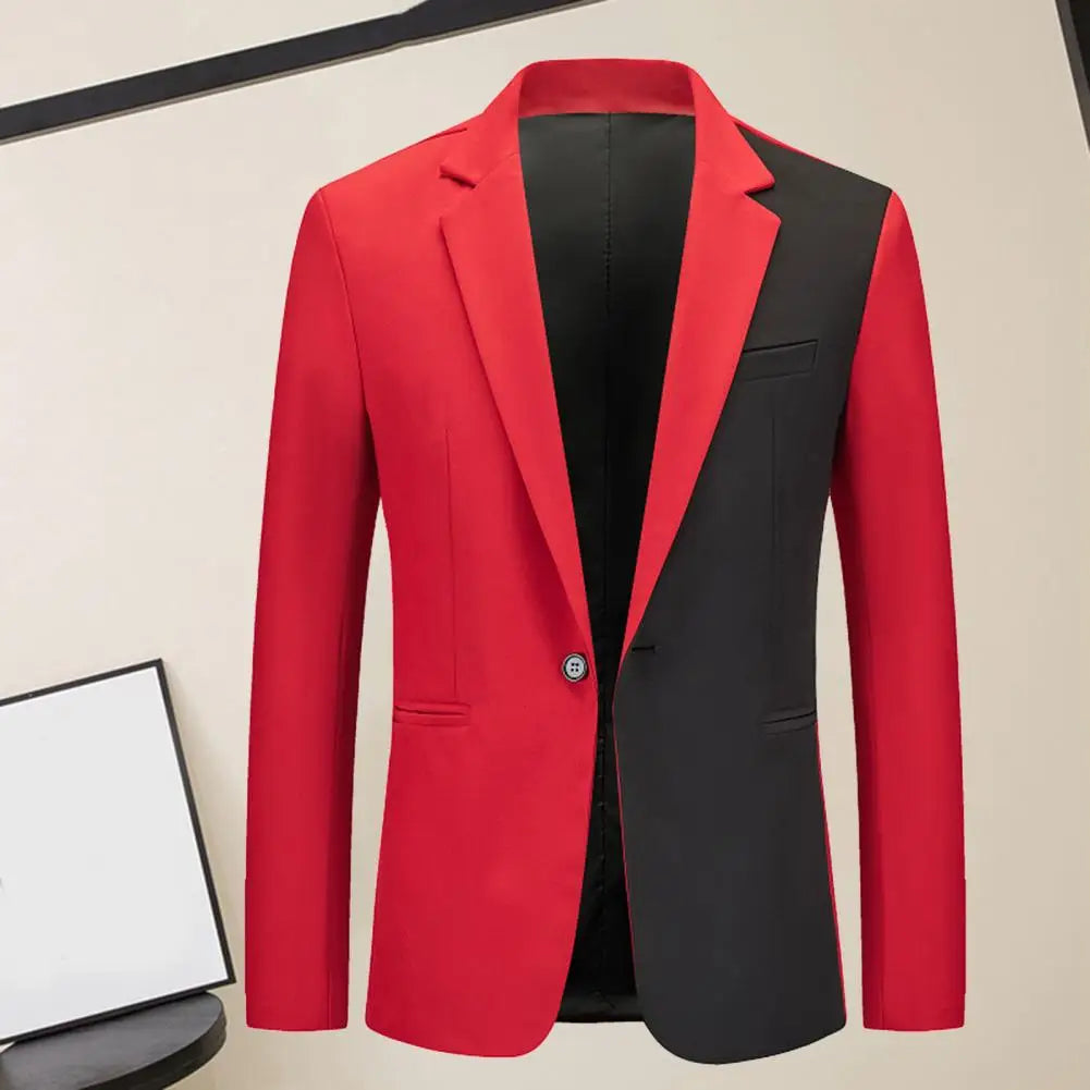 Men Coat Single Button Suit Jacket Formal Business Men's Suit Coat with Notch Lapel Single Button Closure Slim Fit Men Blazers