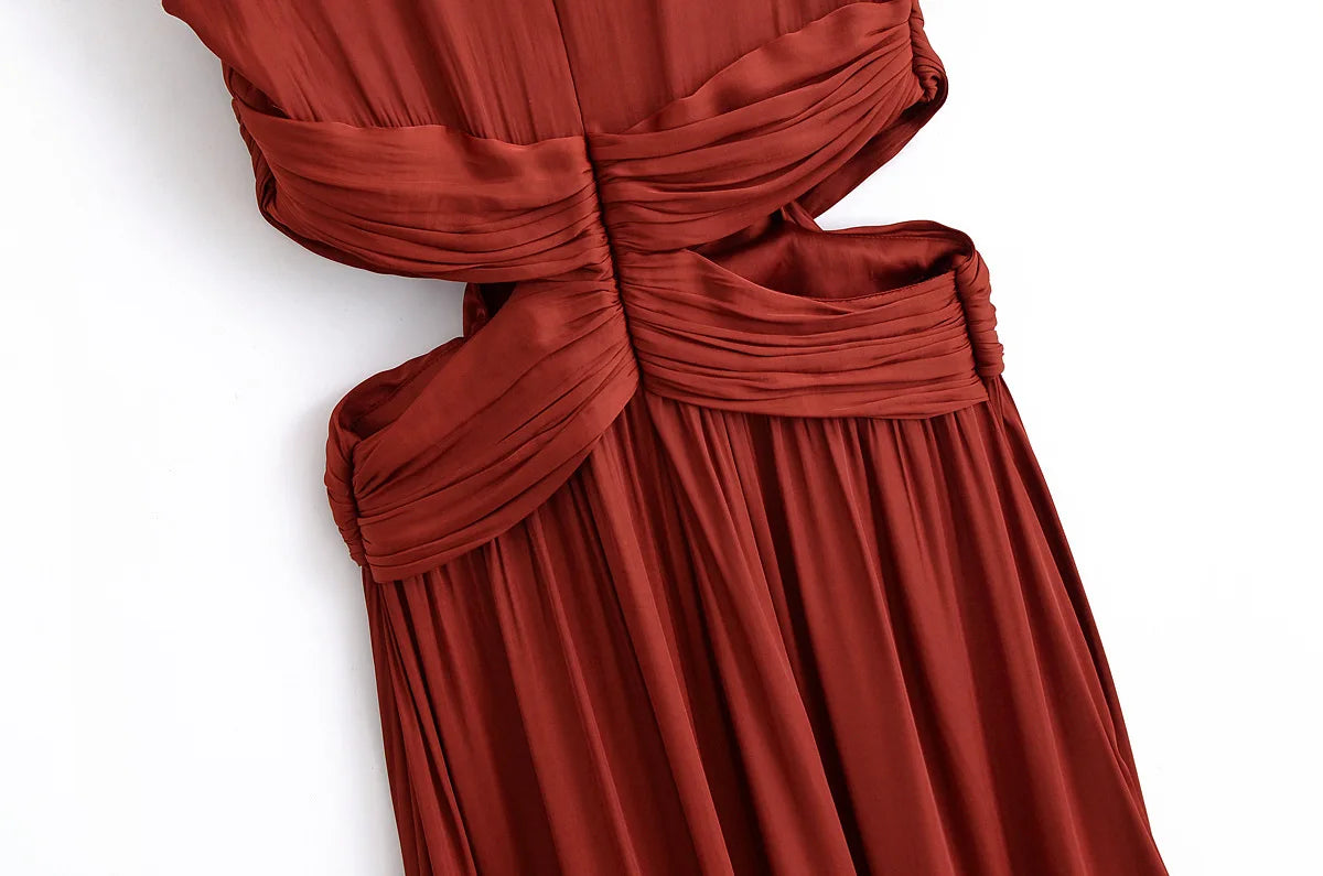 Spring Summer Ruched Dress Women's Sleeveless Backless Long Dresses Party Evening Midi Dresses Vestidos s Backless Long Dresses