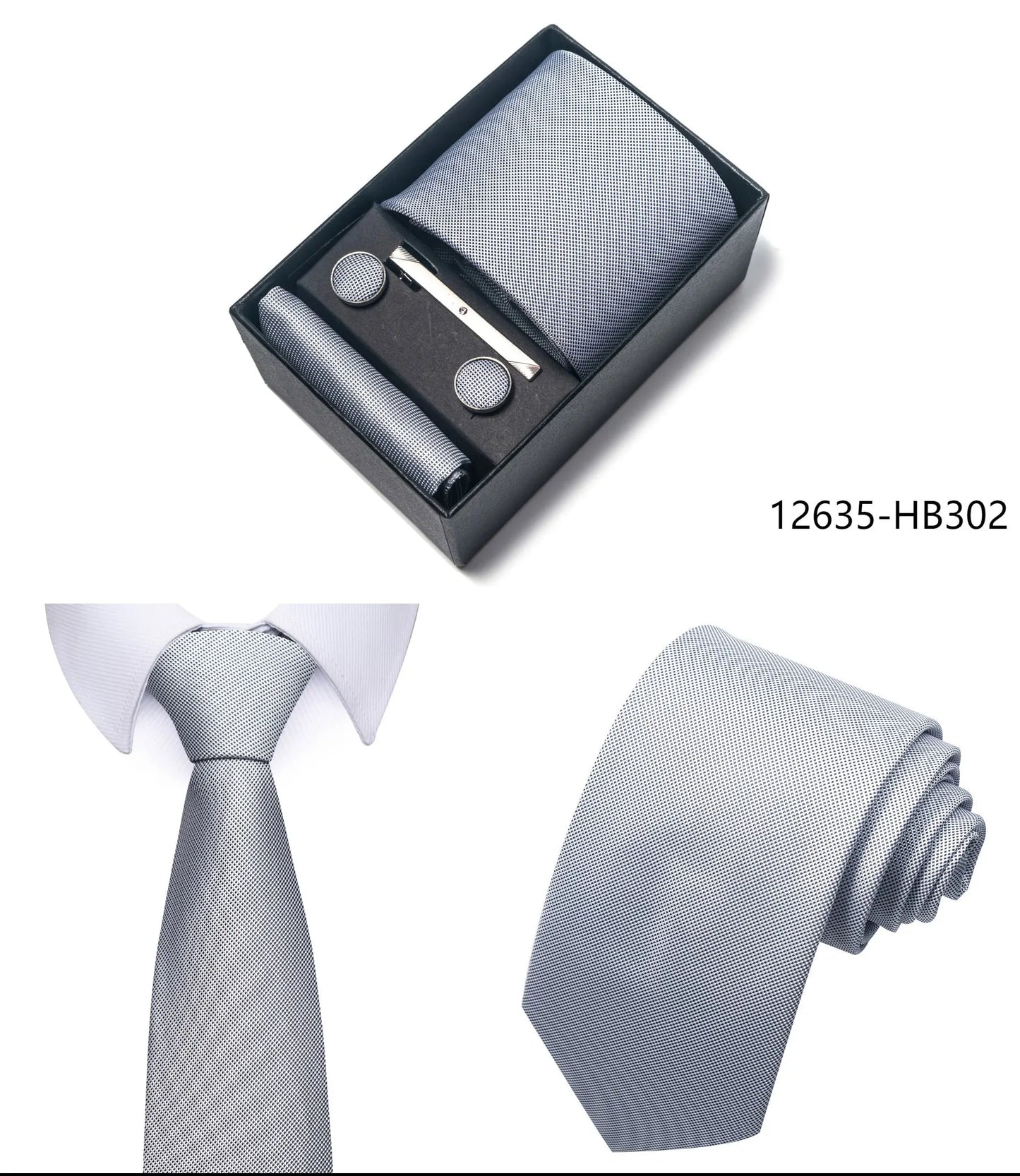 Luxury Brand 8 cm Tie Handkerchief Cufflink Clip Set For Men Wedding Gravata Suit Accessories Holiday Gift Box
