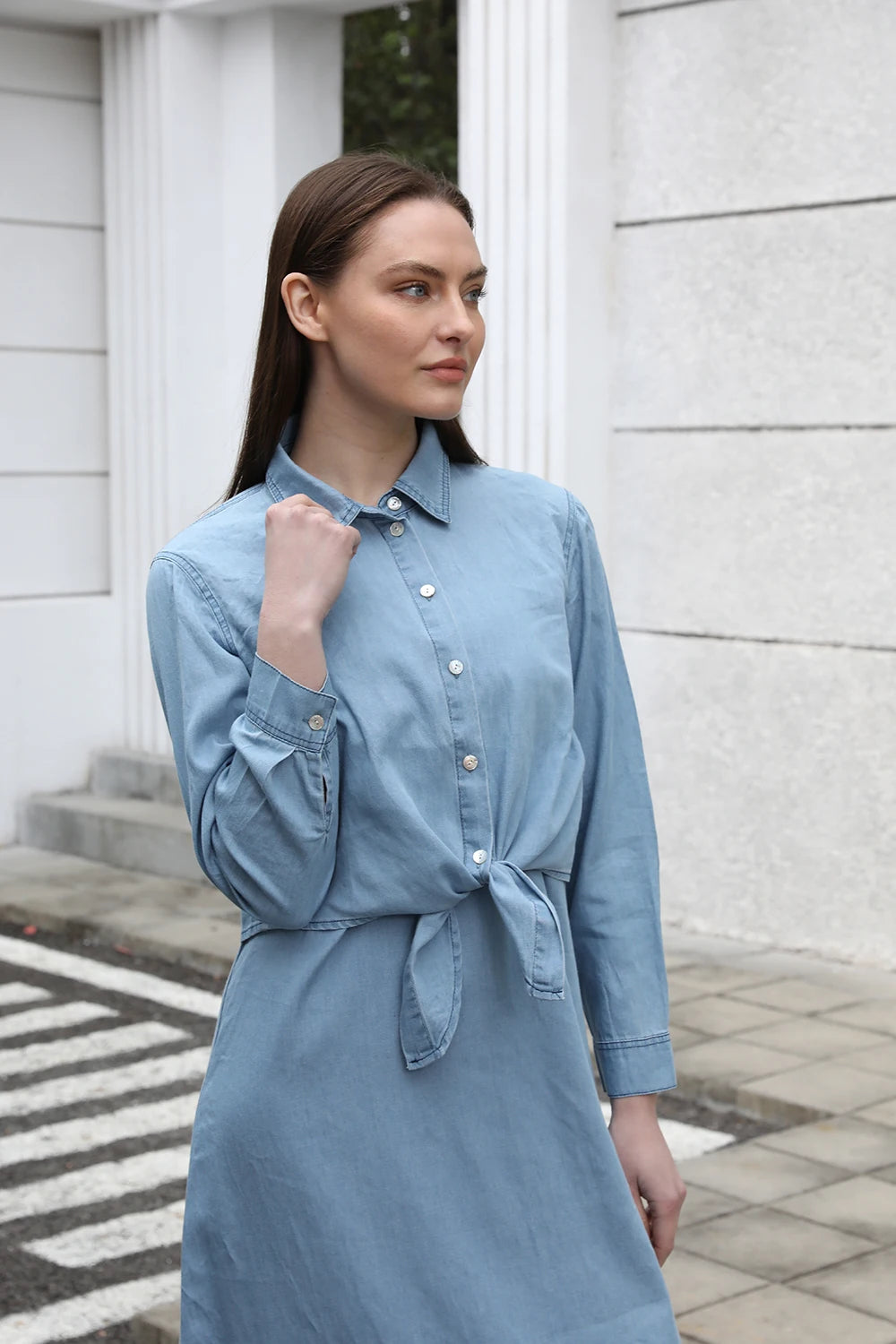 AP SS25 Women Lightweight Denim Wrap Blouse & Slip Dress
