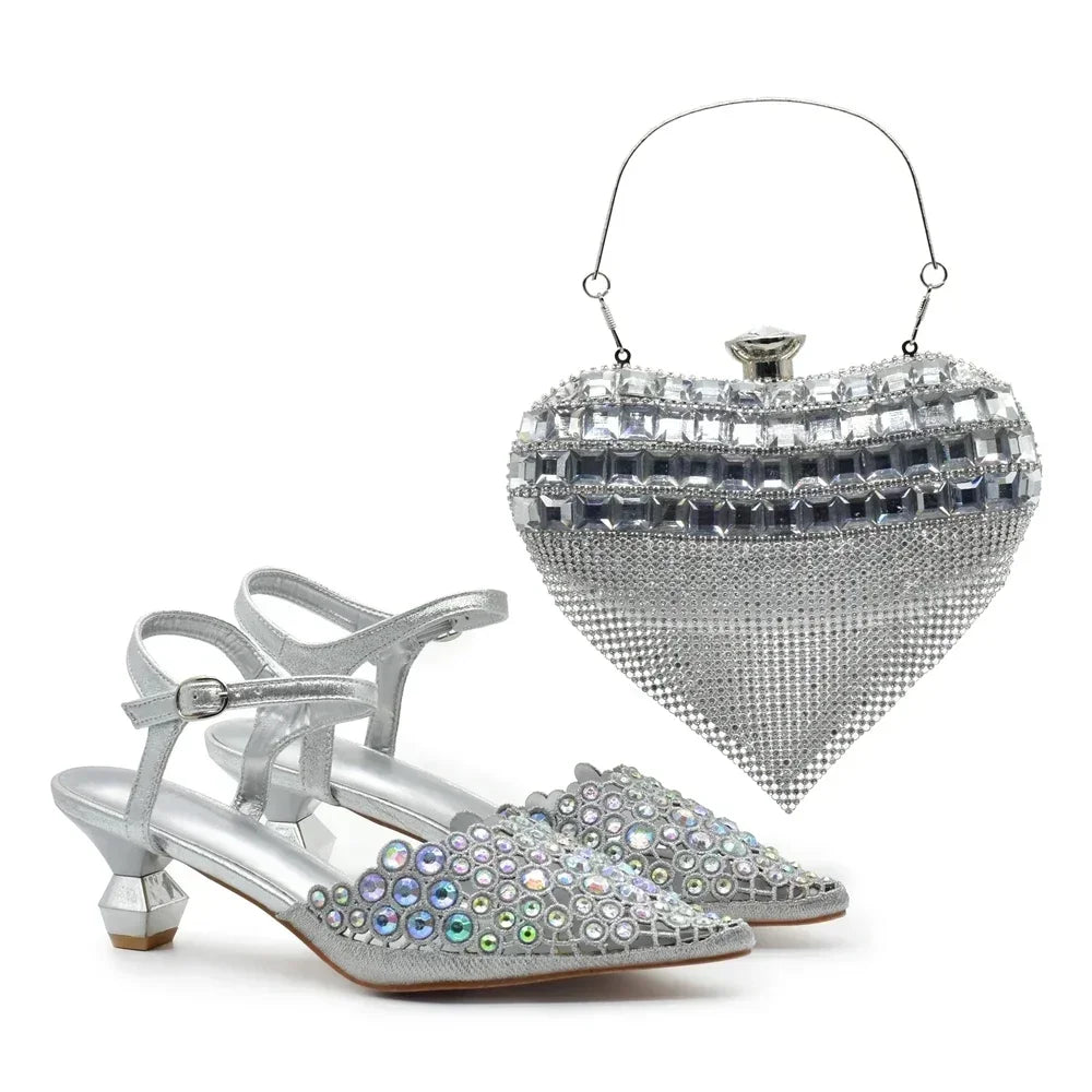 Hot Selling Pointed Toe Ladies Shoes Matching Bag Set for Nigeran Wedding Party Pumps Shoes for Women 2025 Designer Luxury