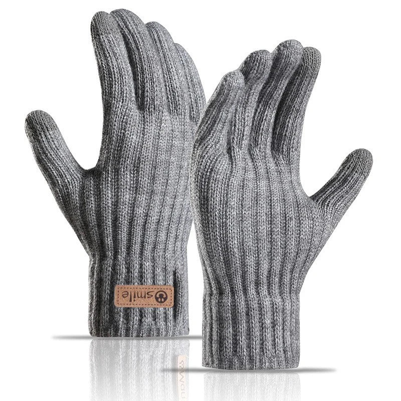 2024 new men's warm gloves winter touch screen plus fleece gloves cold warm wool knitted gloves