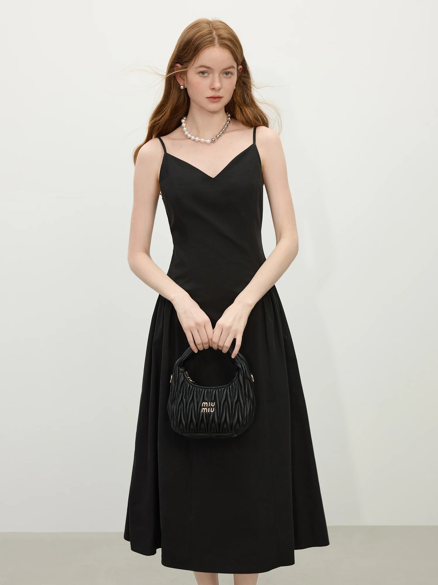 FSLE【4 Colors】Women Spring Strappy Dress 100% Cotton Temperament Simple A-LINE Dresses 2025 Spring White Dress 25FS11073