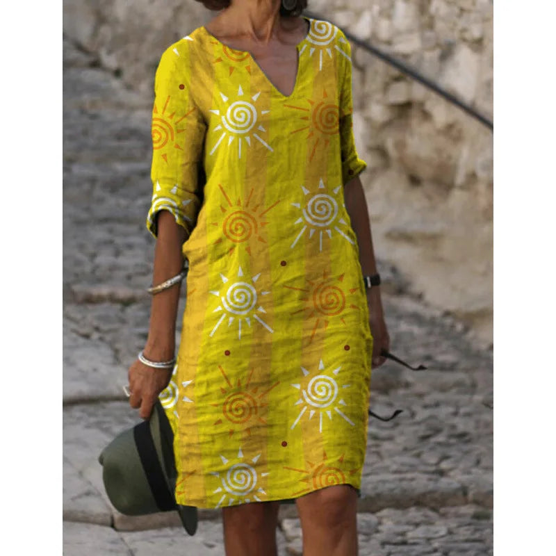 New Spring Women Loose Vintage Ruffles Dress Summer Large Big Printed Boho Casual Party Elegant Dresses