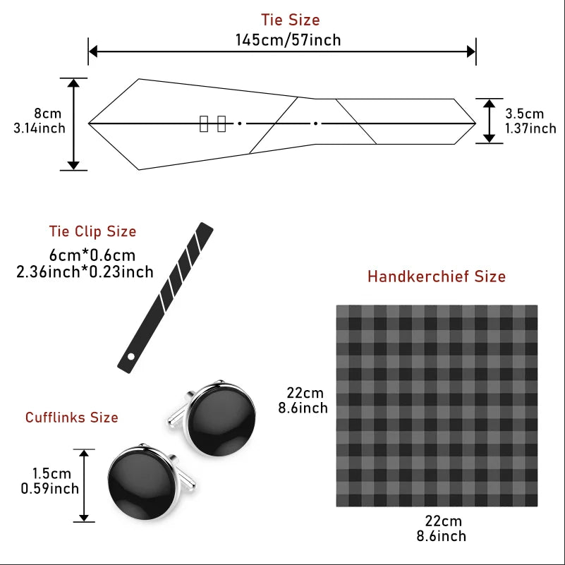 Luxury Brand 8 cm Tie Handkerchief Cufflink Clip Set For Men Wedding Gravata Suit Accessories Holiday Gift Box