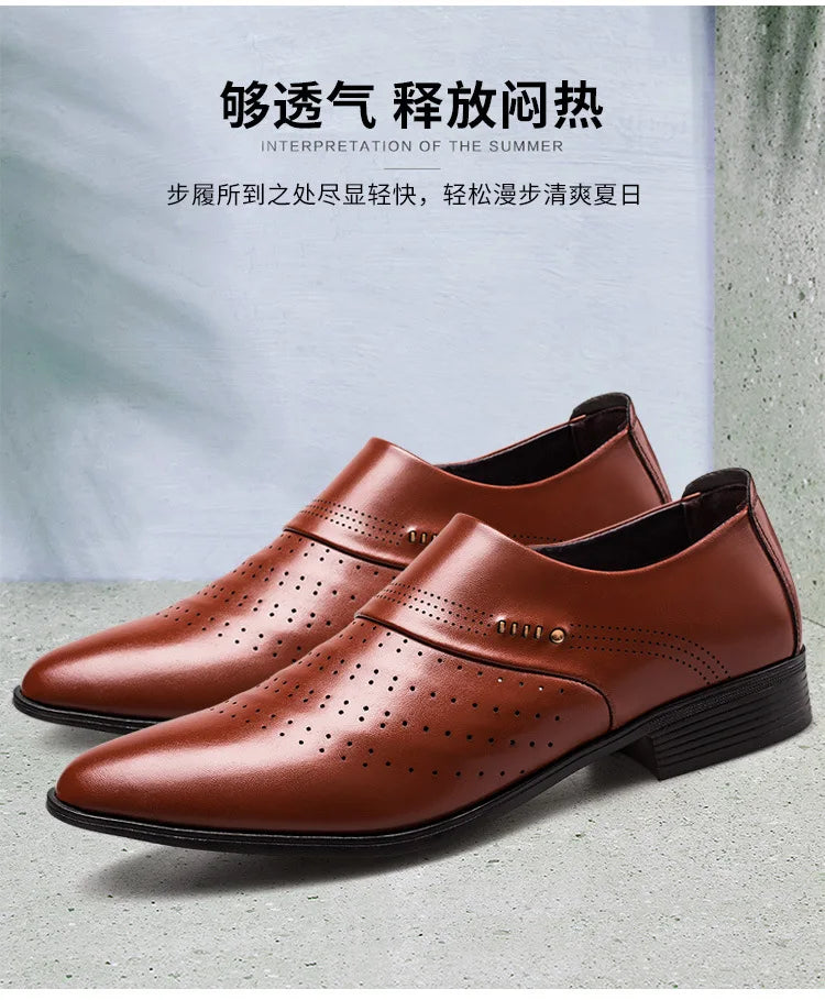Zapatos Spring Men Leather Shoe Carved Business Formal Dress British Style Large Size Men Shoe Hollowed Out Perforated Men Shoes