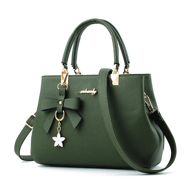 Elegant Women Messenger Bags With Flower Pendant Office Ladies Totes Pure Handbag For Female Crossbody Shoulder Bags