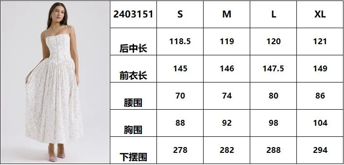 Spring Floral Print Chiffon Holiday Beach Dress Women Sexy V Neck Backless Sling Long Dress Summer Sleeveless Pleated Maxi Dress