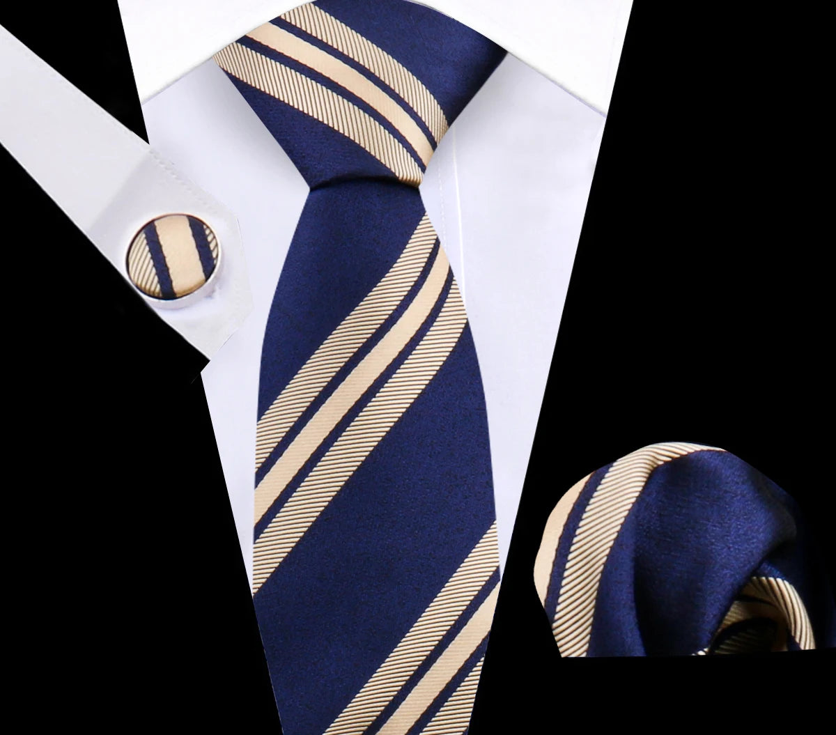 Luxury Plaid Tie For Mens Necktie Handkerchief Pocket Square Cufflinks Set Jacquard Woven Ties Wedding Business Accessories
