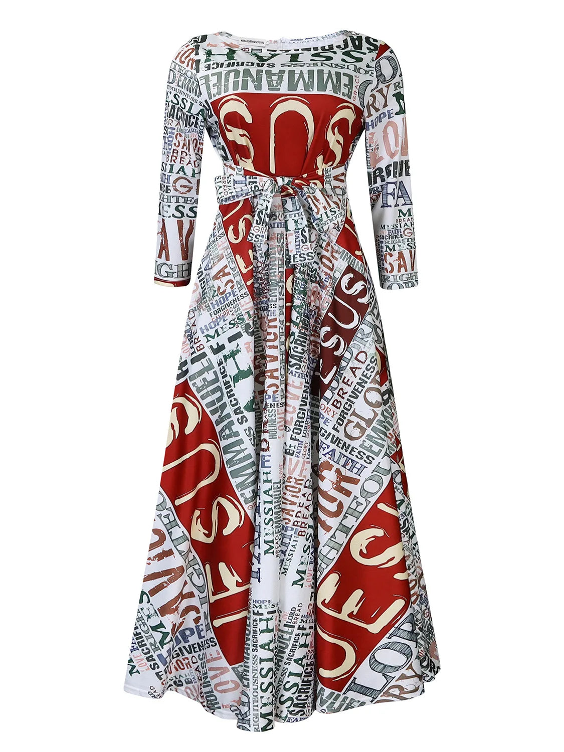 Women's 2024 Autumn New Style Fashionable Elegant Temperament Fashionable Printed Strap Waist Large Skirt Large Size Dress