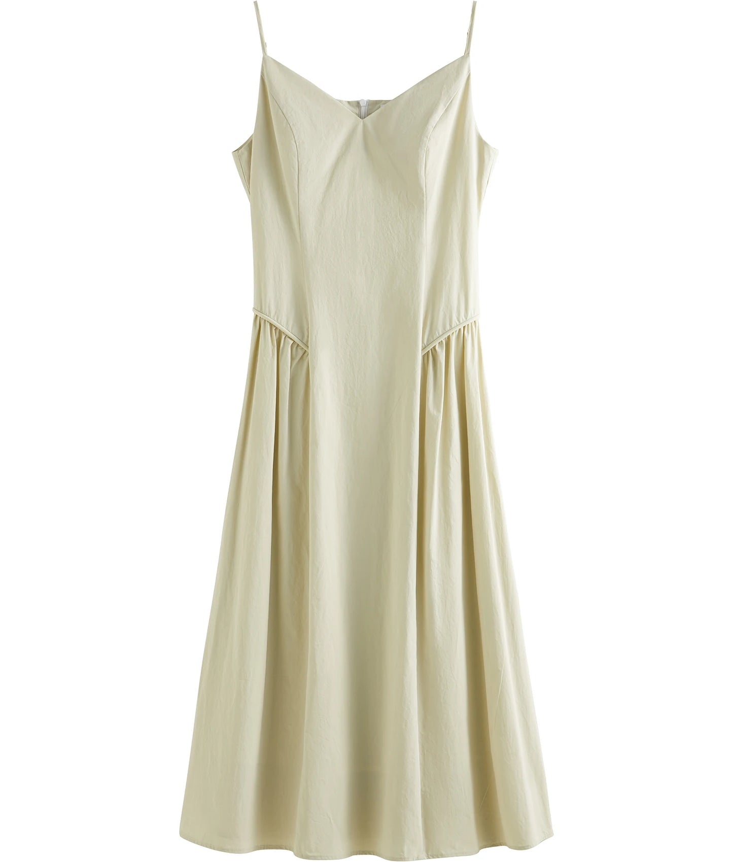 FSLE【4 Colors】Women Spring Strappy Dress 100% Cotton Temperament Simple A-LINE Dresses 2025 Spring White Dress 25FS11073