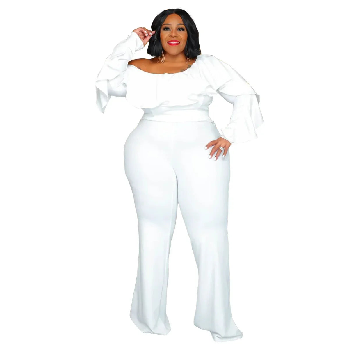 X6019 Plus Size Solid Color Women's Fashion Loose-Fit Cross-Border New Jumpsuit Without Straps Sexy Stylish Female Romper
