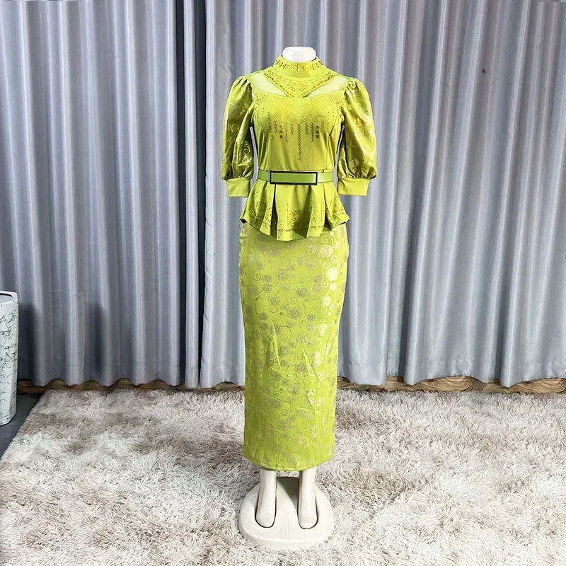 2025 African Party Evening Wedding Dresses for Women Spring African Half Sleeve Diamond Polyester Long Maxi Dresses Outfits