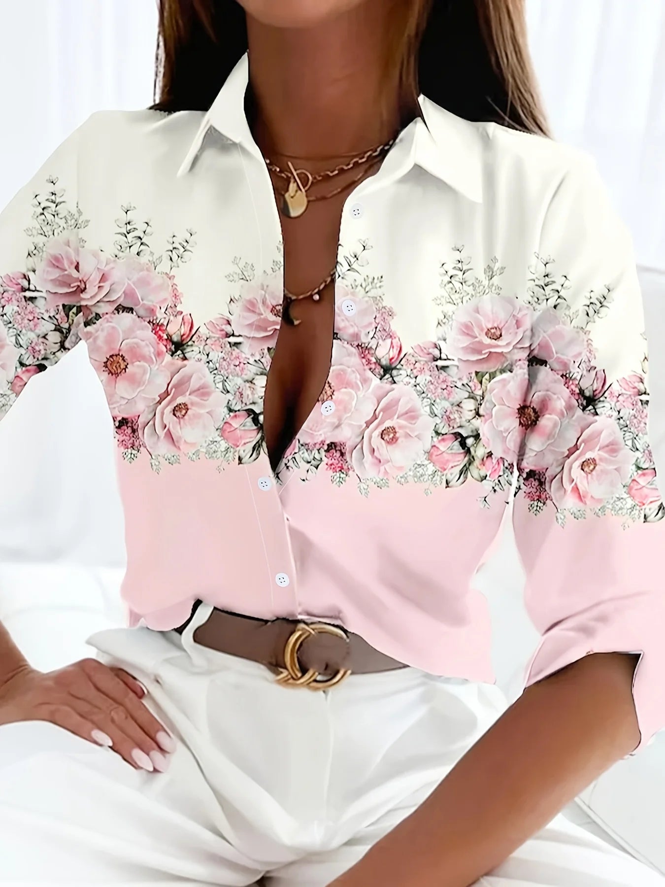 Peacock Print Casual Loose Women's Shirt 2023 Autumn Vintage Women's Oversized Shirts and Blouses Fashion Elegant Women's Tops