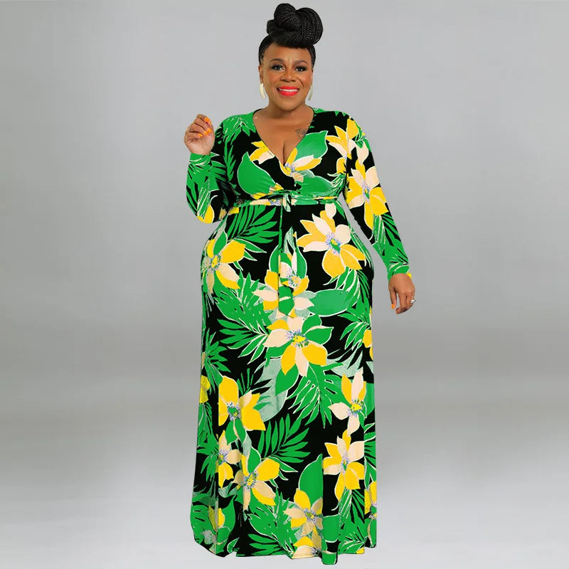XL-5XL Plus Size Clothes Dresses Women Robes Summer Spring Long Sleeve Street Style Casual 3XL 4XL Big Size Maxi Dress Oversize