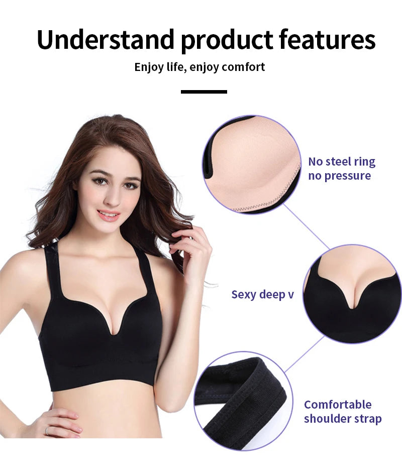 Women Wireless Sports Bra Fitness Running Vest Gym Workout Underwear Padded Tops Bralette Breathable Brassiere Push Up Bras