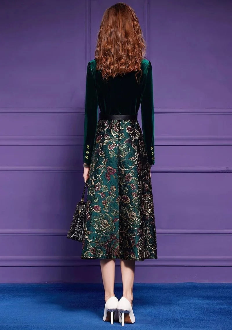 Spring Autumn Dress High End Women's Elegant Dresses Female Jacquard Gold Velvet Korean Slim Evening Party Female Maxi Vestidos