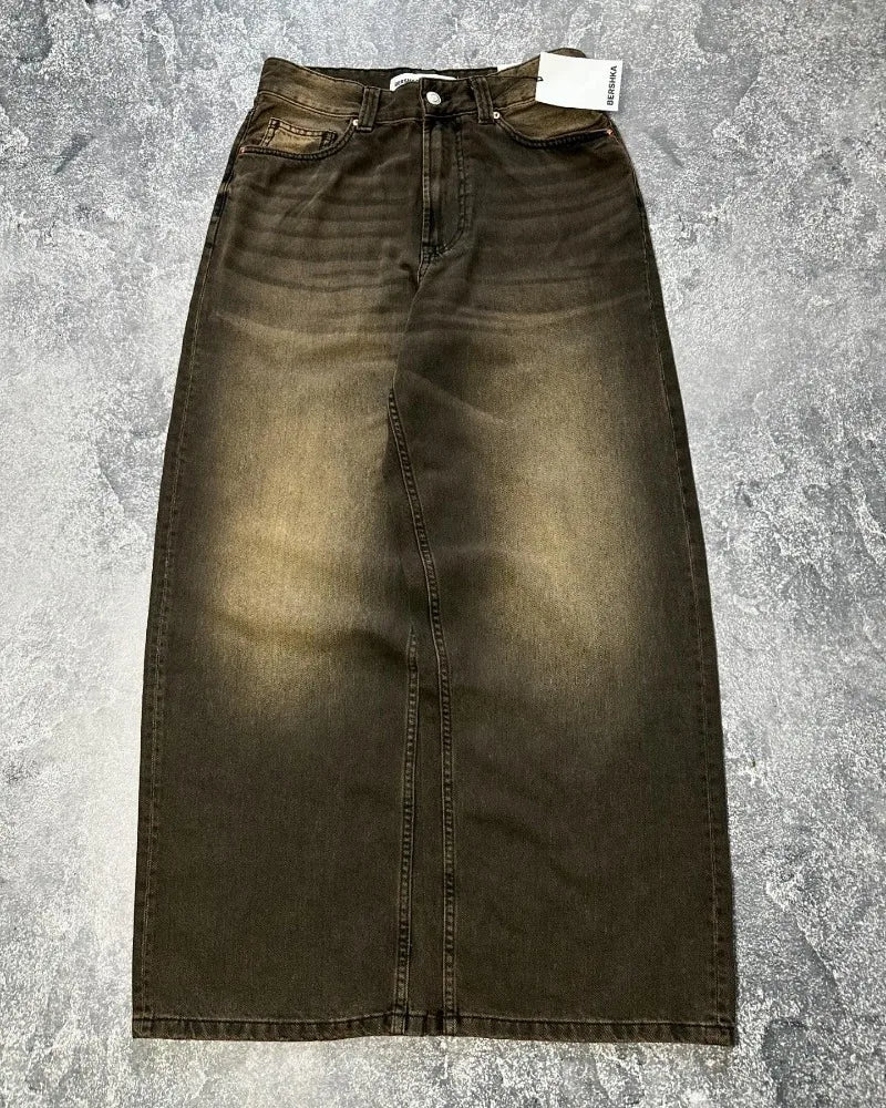 Y2K Harajuku New Fashion Washed Solid Color Baggy Jans Women Retro Hip Hop Casual Street Gothic Joker High Waist Wide Leg Pants