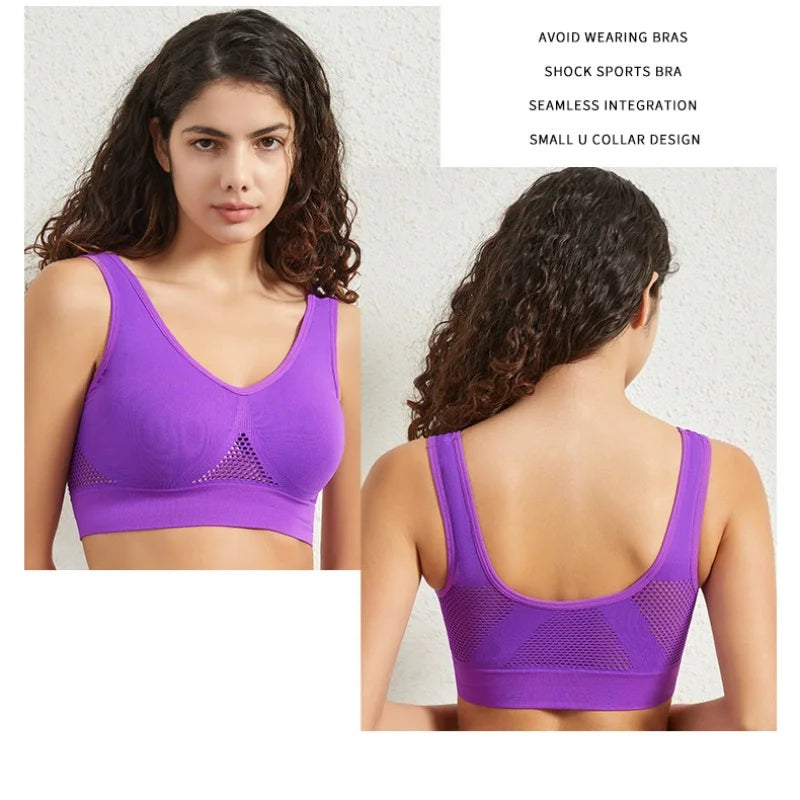 Seamless Bras For Women Push Up Sports Bralette Female Non-wire No Pad Crop Top Hollow Breathable Sexy Lingerie S-5XL Brassiere