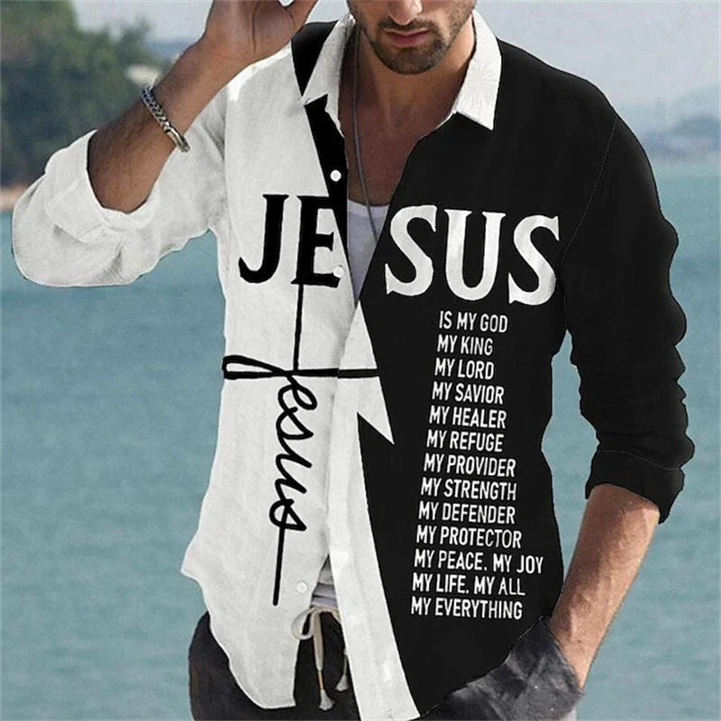 2024 Fashion Men's Elegant Shirt Spotted 3D Printed Lapel Button Up Classic Long Sleeve Shirt Temperament Men's Partywear