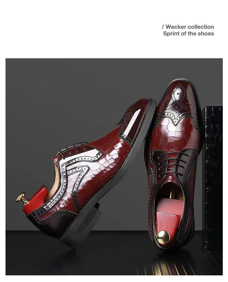 Men casual leather shoes business oxford shoes men brogue formal shoes genuine leather formal men brogue shoes